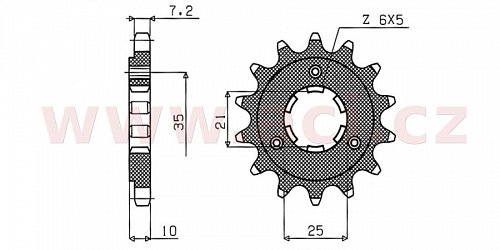 řetězové kolečko pro sekundární řetězy typu 525, SUNSTAR (15 zubů)